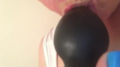 Woman Licks Large Butt-Plug From Her Asshole