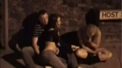 Two Drunk Girls On Footpath-fingured By Her Boyfriend (filmed From Window)