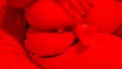 Chunky White Whore Plays With Ass-Hole Plug While Nailing Herself In Red Room